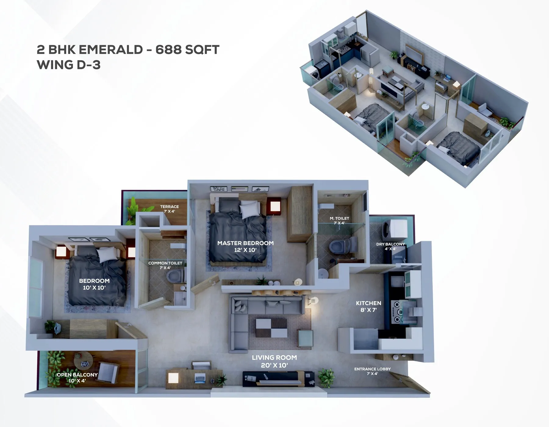 2 BHK Emerald - full brochure plan