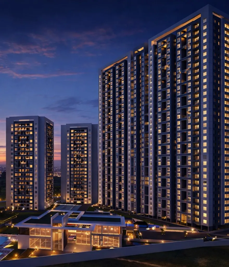 Sky High Towers - twilight view